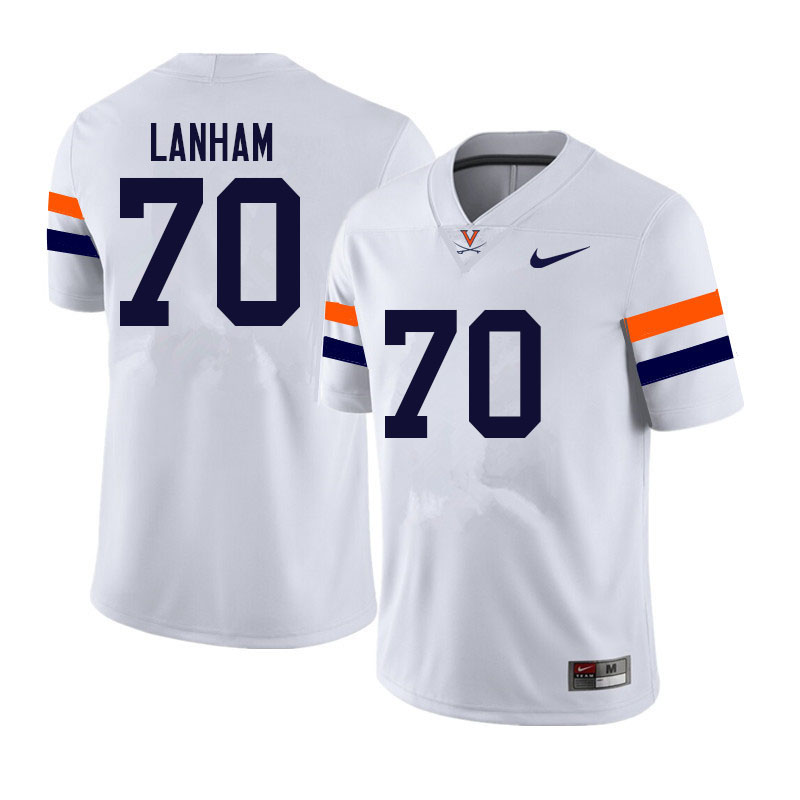 Men #70 Grant Lanham Virginia Cavaliers College Football Jerseys Sale-White - Click Image to Close